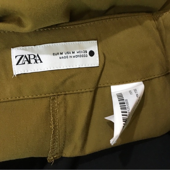 Zara ZW Collection Belted Wide Leg Pants Khaki - Picture 4 of 10